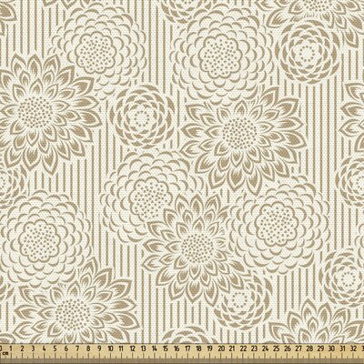 fab_43836_Ambesonne Floral Fabric By The Yard, Retro Toned Design Wildflowers Carnations Flourishing Nature Lines Wedding Inspired, Decorative Fabric