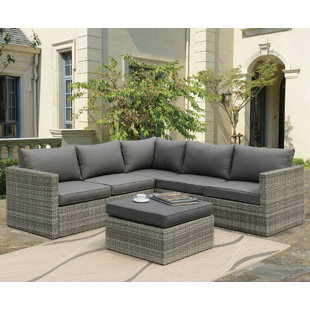 Modern Outdoor Sectionals Allmodern Lozen Sectional With Cushions