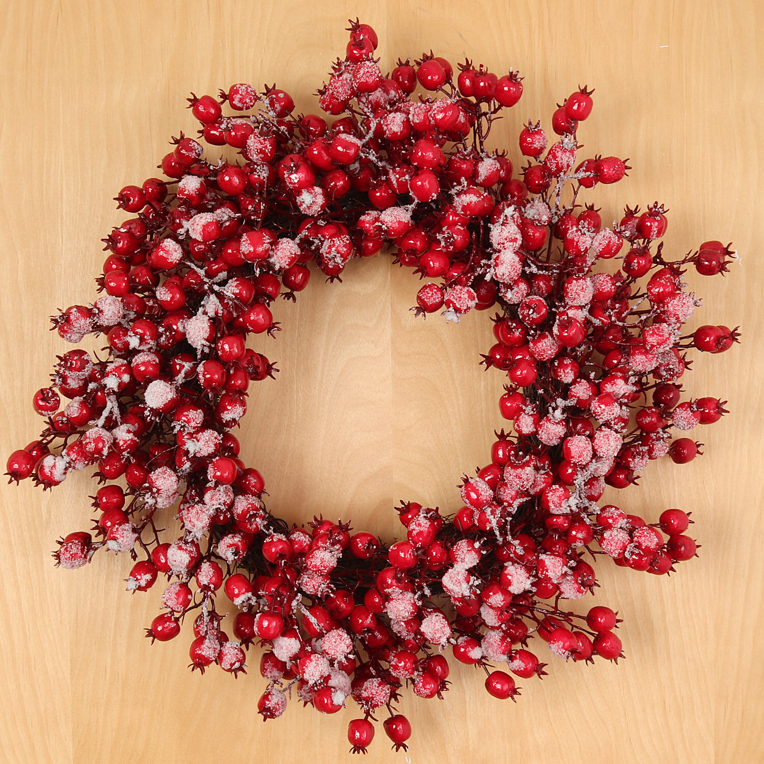 Farmhouse Table Centrepiece Artificial Eucalyptus Wreaths for Winter Fall Farmhouse Wreath- Frosted Real Grapevine Flocked Christmas Wreath for Front Door Pine Cone and Faux Berry 