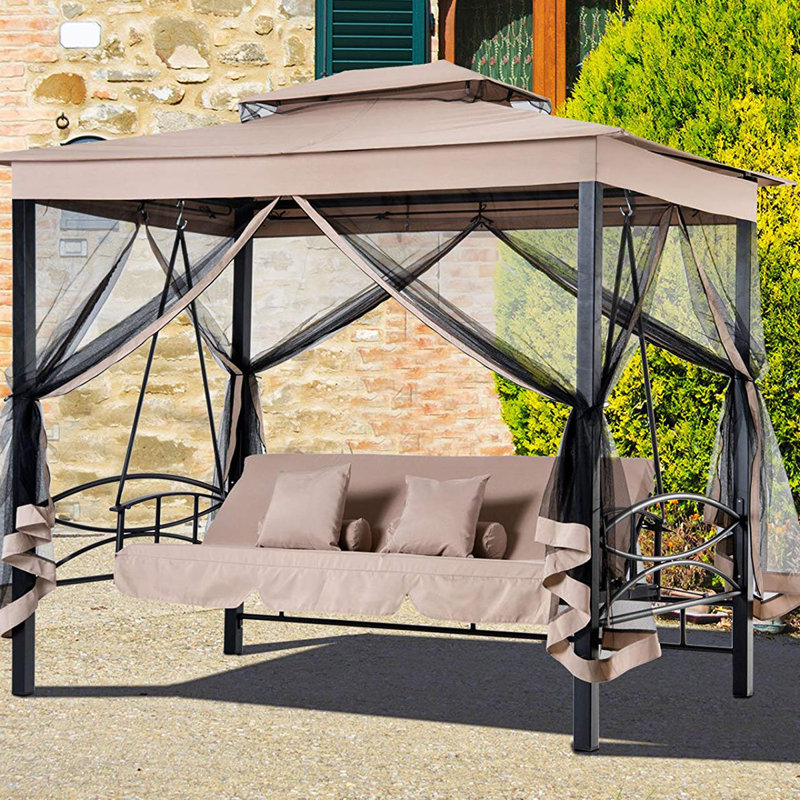 Freeport Park Kenyatta Outdoor Patio Daybed Canopy Gazebo Swing