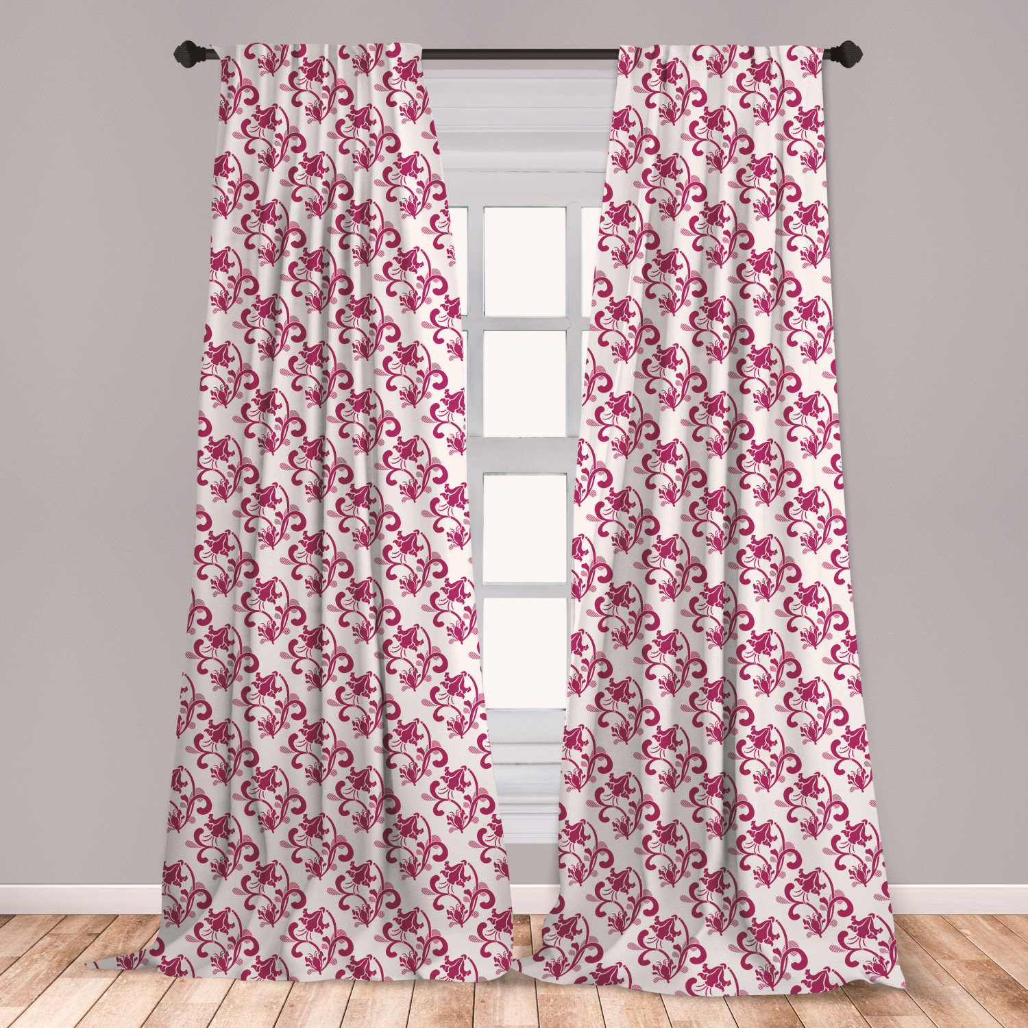 East Urban Home Ambesonne Floral 2 Panel Curtain Set Old