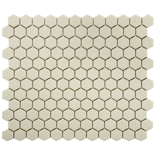 New York Hexagon 0.875 x 0.875 Porcelain Unglazed Mosaic Tile in Textured Cream by EliteTile