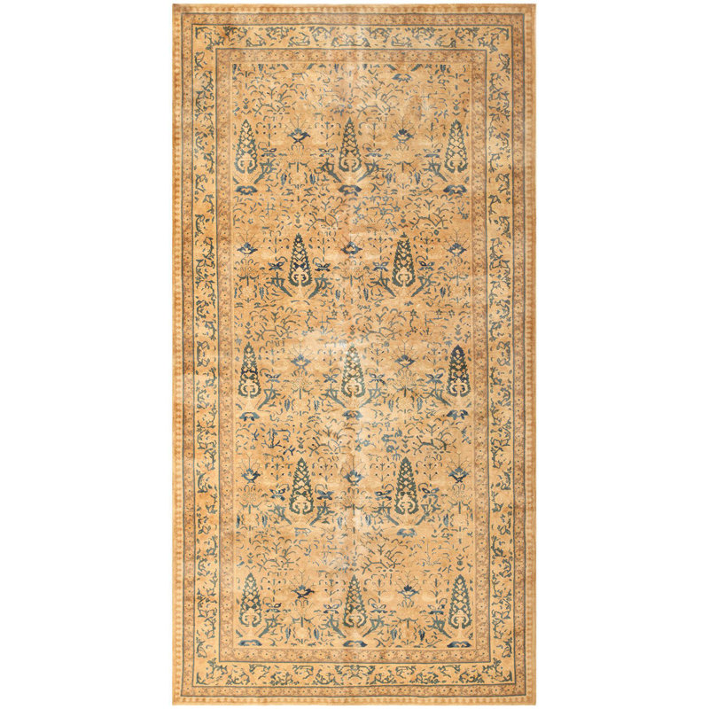 Nazmiyal Collection Indian Decorative Antique Blue Brown Area Rug
