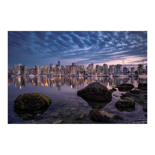 Vancouver at Sunset 2.25m x 3.36m Textured Matte Peel & Stick Wall Mural East Urban Home
