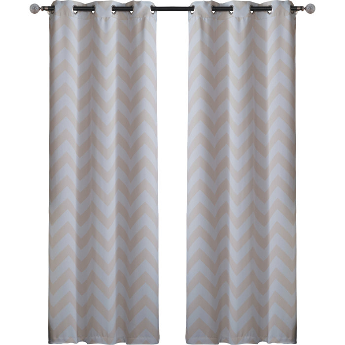 Beachcrest Home Quay Chevron Blackout Thermal Grommet Curtain