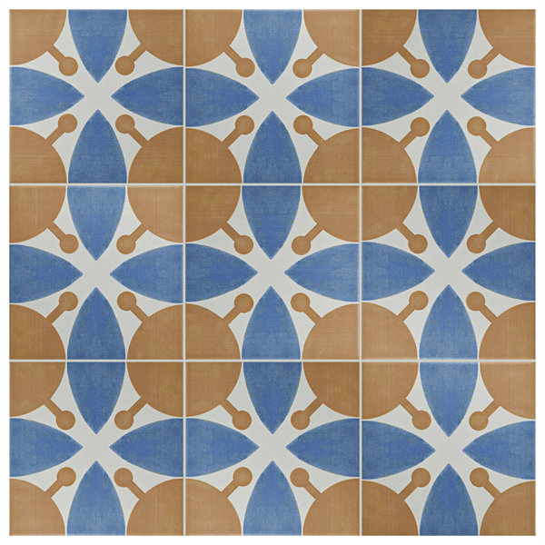 Revive 7.75 x 7.75 Ceramic Field Tile in Orange/Navy by EliteTile