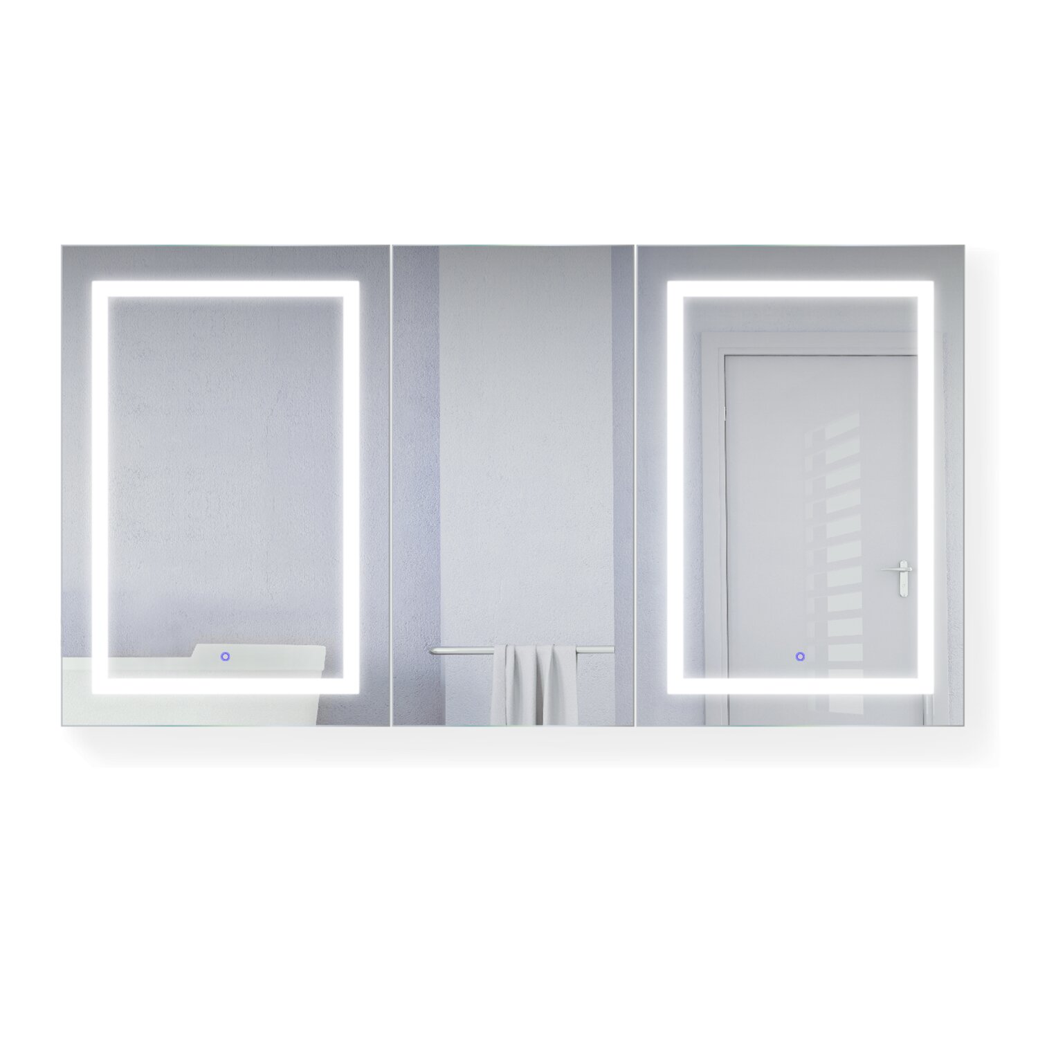 Orren Ellis Vannote 66 X 36 Recessed Or Surface Mount Medicine Cabinet With 9 Adjustable Shelves And Led Lighting Wayfair