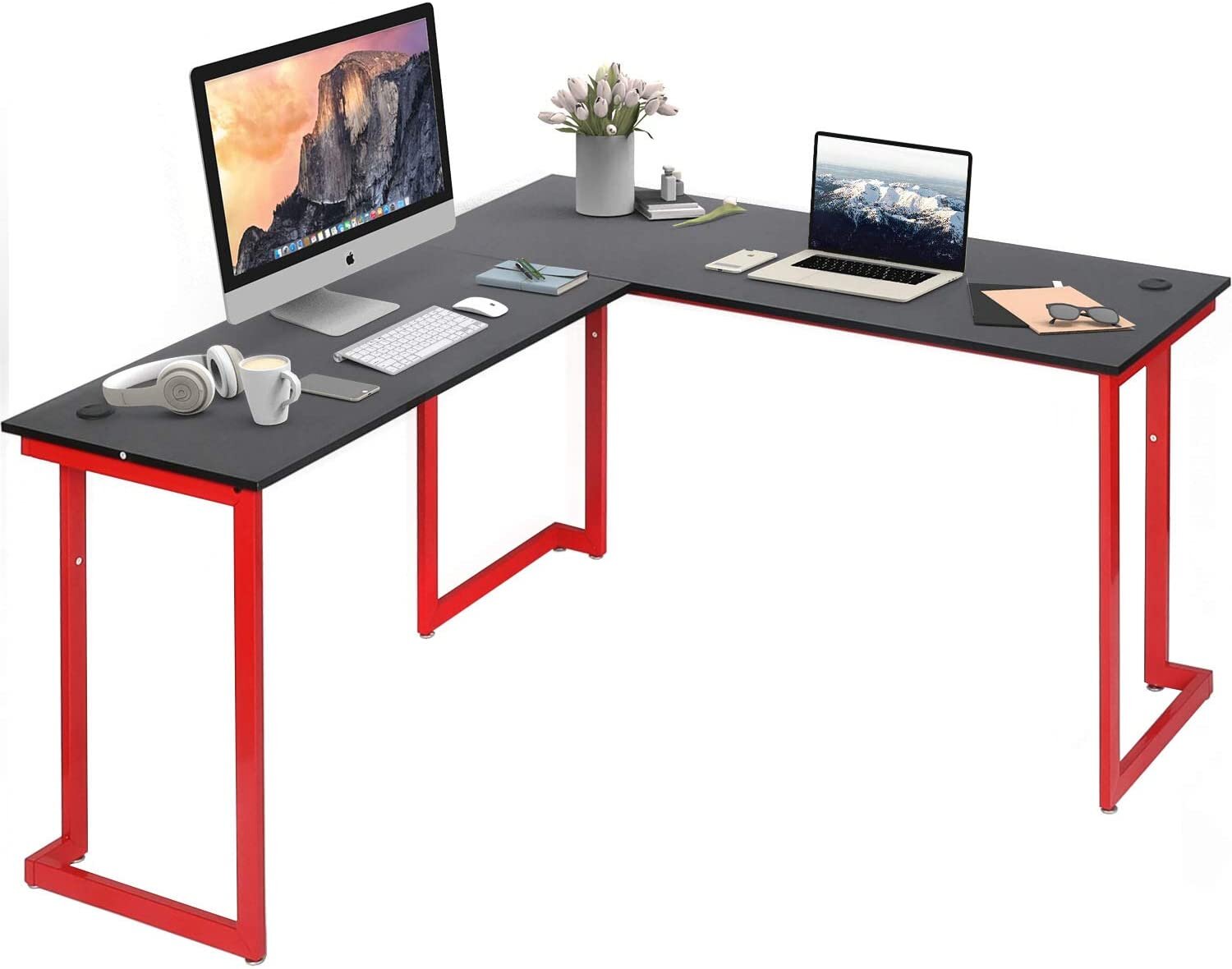 L-Shaped Corner Computer Desk Laptop Table for Home Office Study Writting Gaming