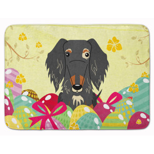 Easter Wire Haired Dachshund Black Tan Memory Foam Bath Rug
