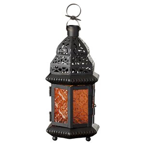 Wes Sunset Iron and Glass Lantern