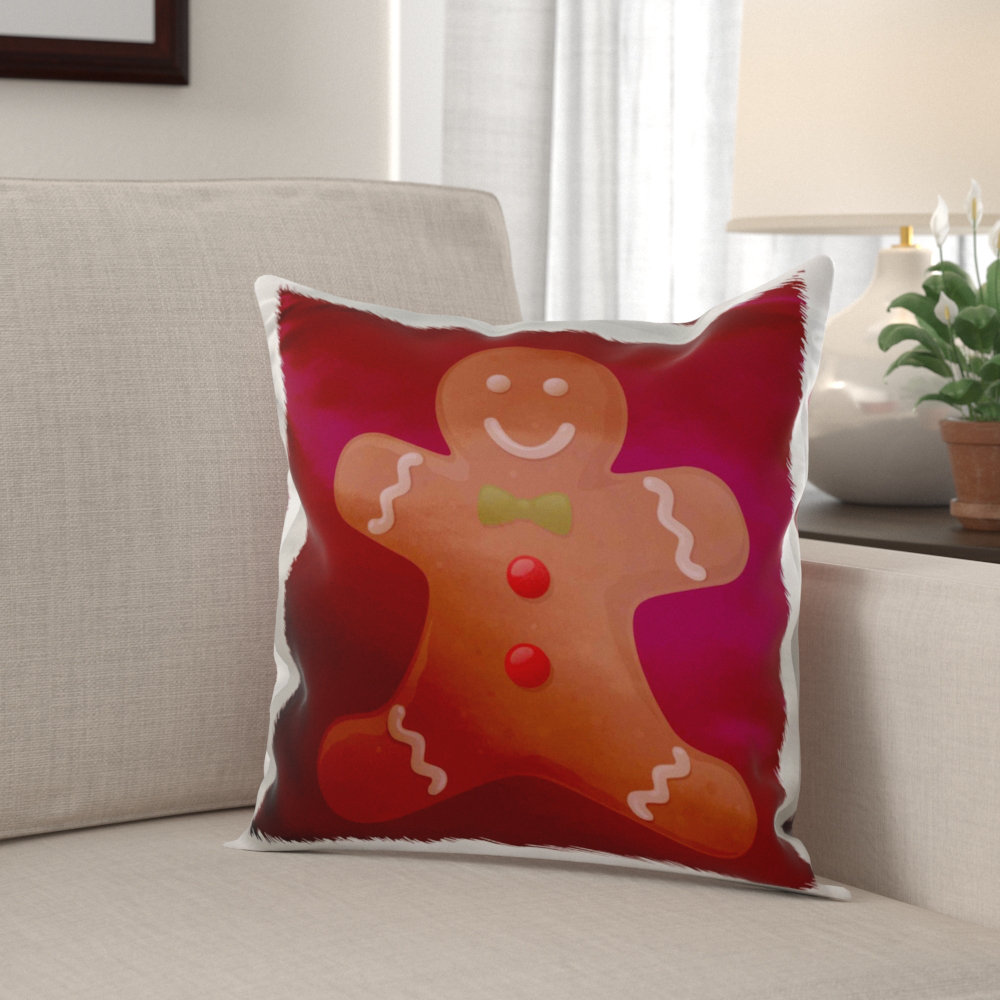 The Holiday Aisle Miesner Gingerbread Man Cookie Pillow Cover
