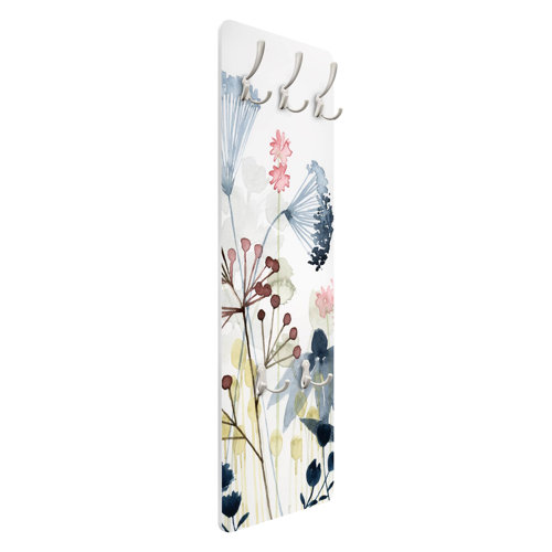 Watercolour Wildflowers I Wall Mounted Coat Rack Symple Stuff