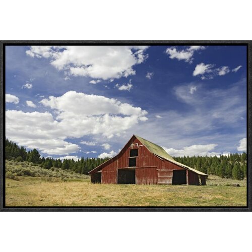 East Urban Home Old Red Barn Framed Photographic Print On Canvas