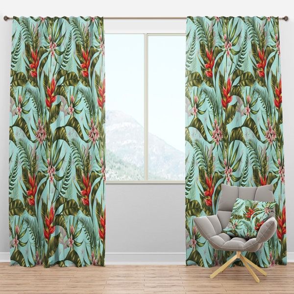 Designart Mid Century Tropical Foliage Ii Floral Semi Sheer Thermal Rod Pocket Single Curtain Panel Wayfair
