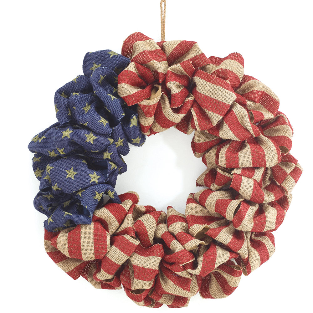 August Grove American Flag 20 Burlap Wreath Reviews Wayfair