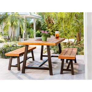 Bartlesville Rustic Metal 3 Piece Dining Set