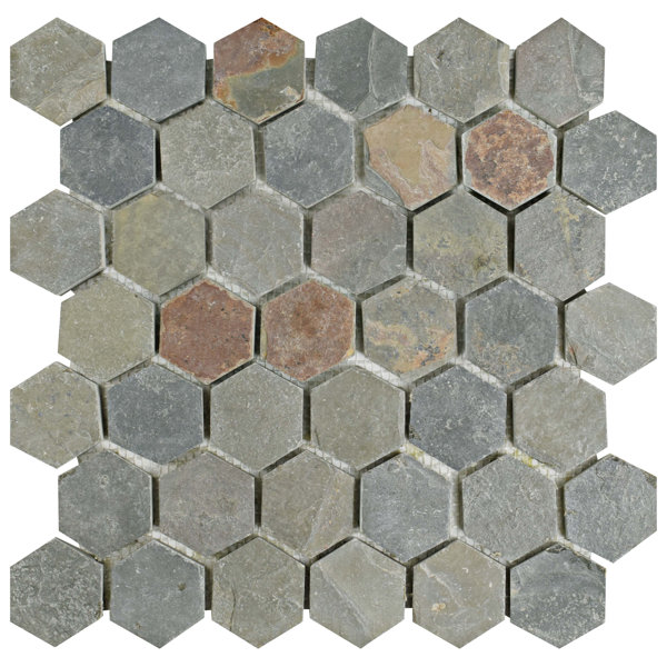 Peak Hexagon 1.88 x 1.88 Slate Mosaic Tile in Gray by EliteTile