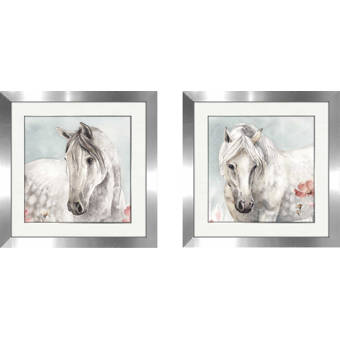 Charlton Home Wild Horses I Crop 2 Piece Framed Watercolor Painting Print Set Wayfair