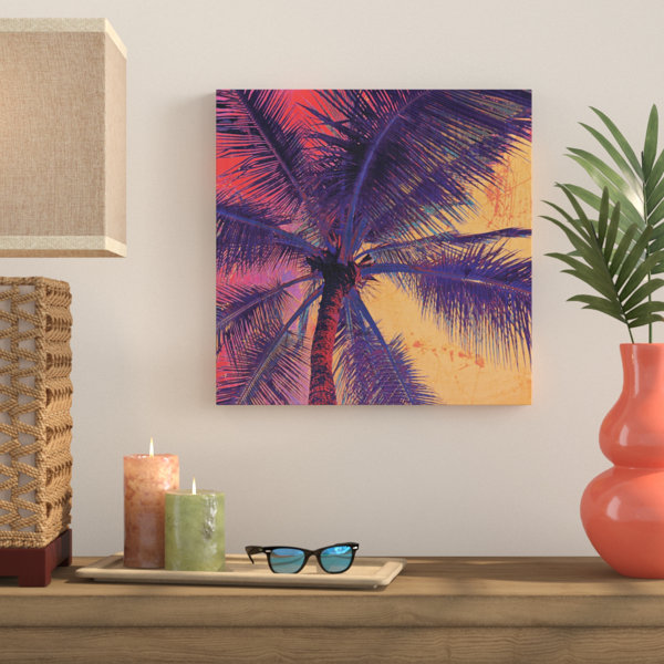 Bay Isle Home Palm Tree Sunset Painting Print On Wrapped Canvas Wayfair