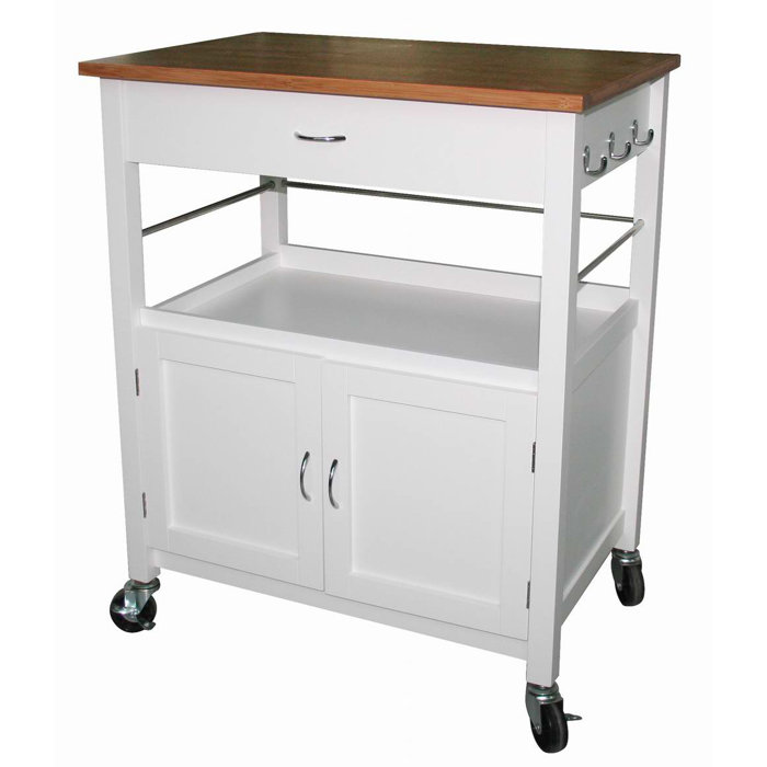 Andover Mills Kibler Kitchen Island Cart With Natural Butcher