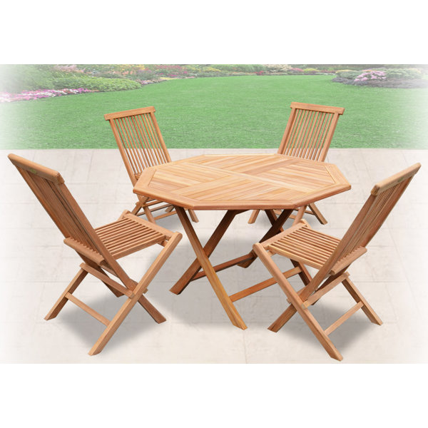 Richborough Golden Wood Folding Teak Patio Dining Chair Set by Winston Porter