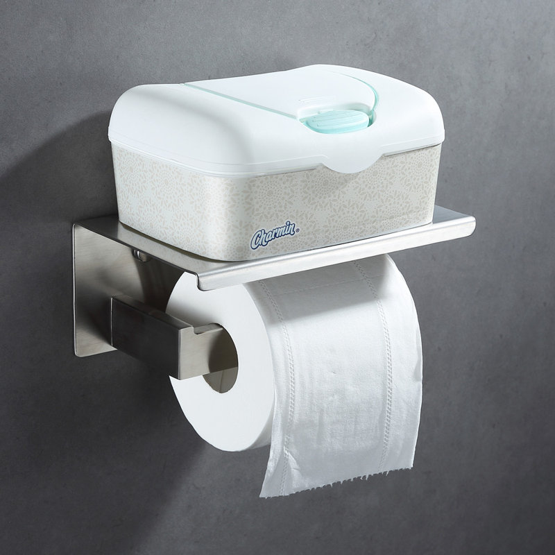 Black Matte Wall Mounted For Bathroom Paper Roll Holder Or Smartphone Shelf Wahtool Toilet Paper Holder Shelf Double 304 Stainless Steel Bathroom Accessories Hardware Bathroom Hardware