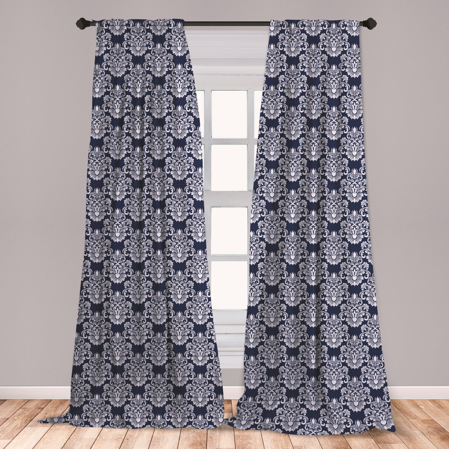 East Urban Home Ambesonne Navy Blue 2 Panel Curtain Set Abstract