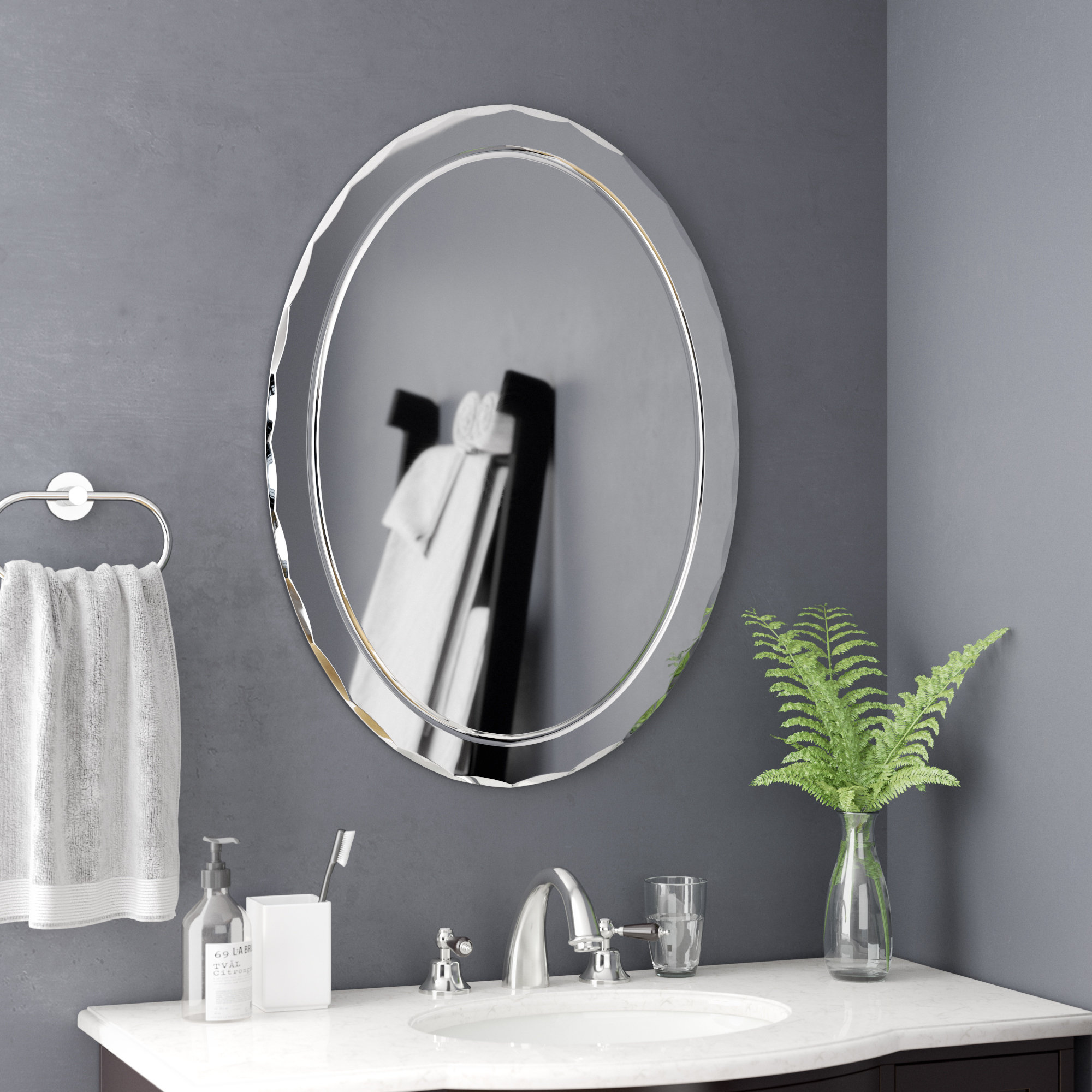 Ivy Bronx Modern Contemporary Beveled Frameless Wall Mirror Reviews Wayfair