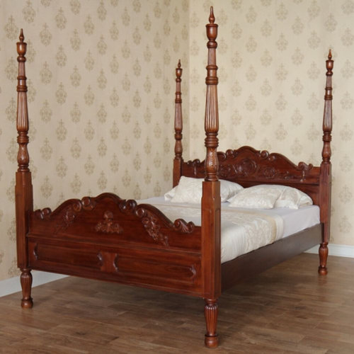Colonial Four Poster Bed Astoria Grand Finish: Wax Polish, Size: Double (46)