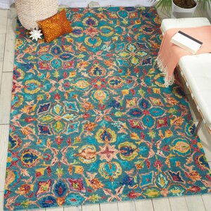 Zosia Hand Tufted Wool Teal Area Rug