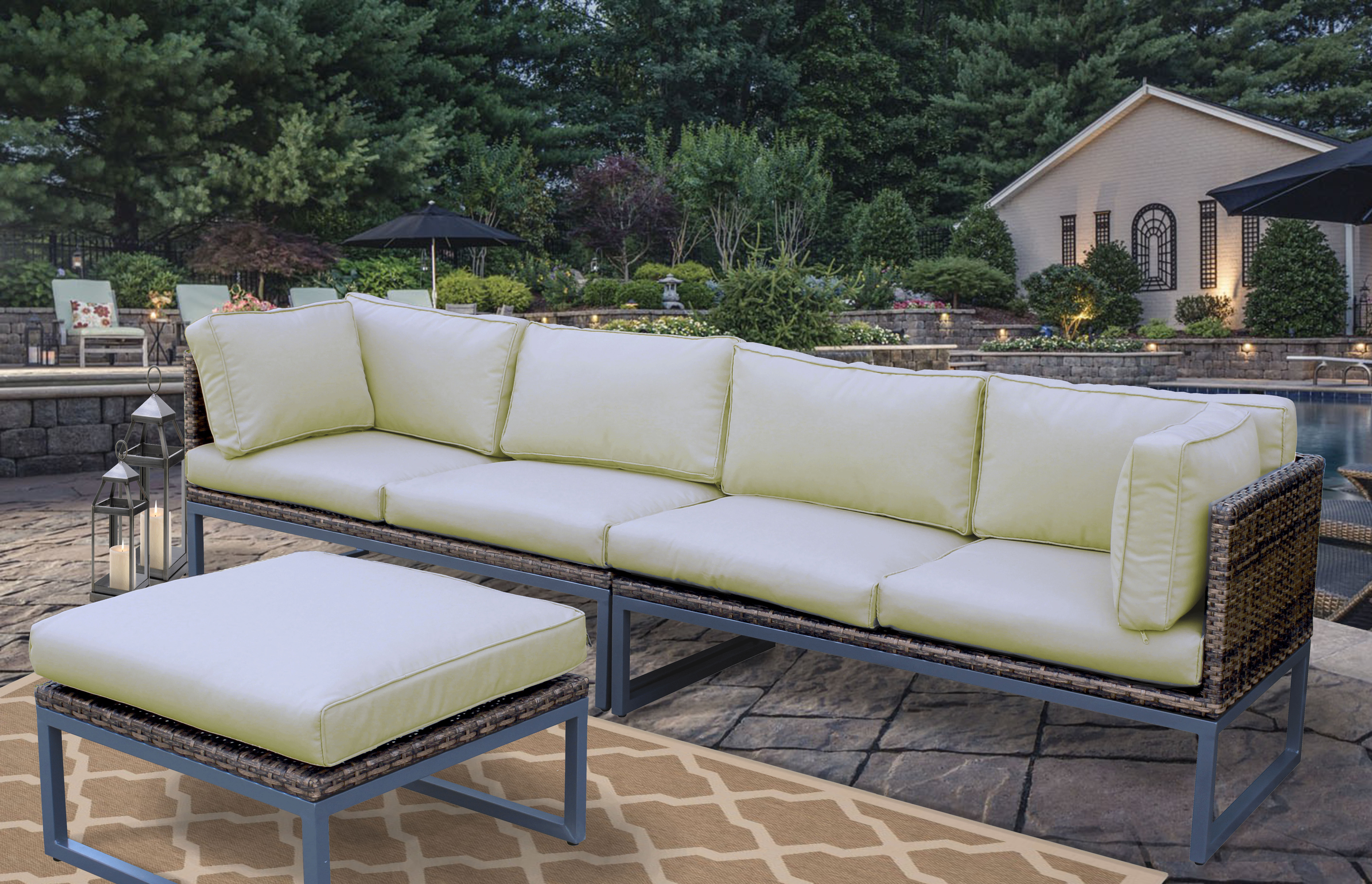 Brayden Studio Honeycutt Patio Sofa With Cushions Reviews Wayfair