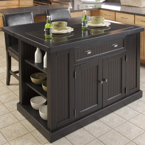 Rabin 3 Piece Kitchen Island Set with Granite Top