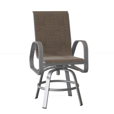 Primera Swivel Patio Dining Armchair Telescope Casual Frame Color Textured Silver Seat Color Abalone