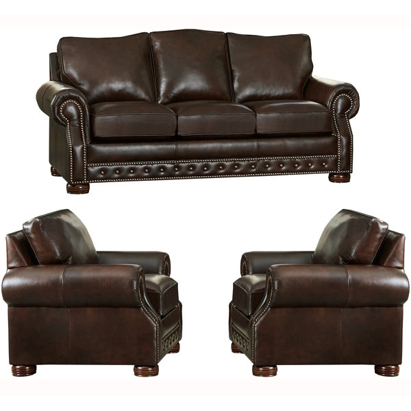 Pelaez 3 Piece Leather Living Room Set By Canora Grey Discount