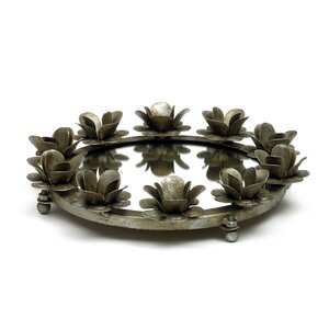 Rose Round Silver Mirrored Tray