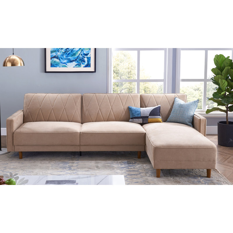 Wrought Studio Riverside Convertible Sofa Bed Sectional In Quartz