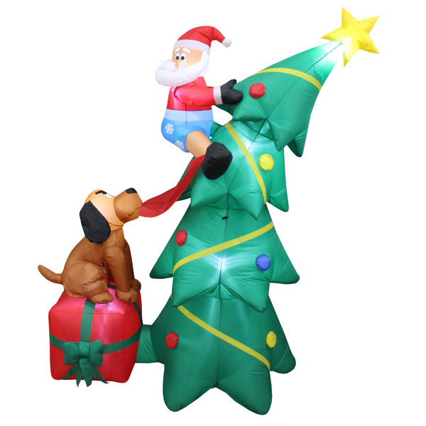The Holiday Aisle Santa Clause Climbing On Christmas Tree Inflatable Reviews Wayfair