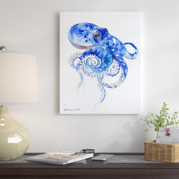 East Urban Home Octopus 2 Painting Print on Wrapped Canvas | Wayfair