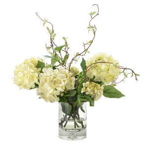 Faux Hydrangea with Vines in Vase