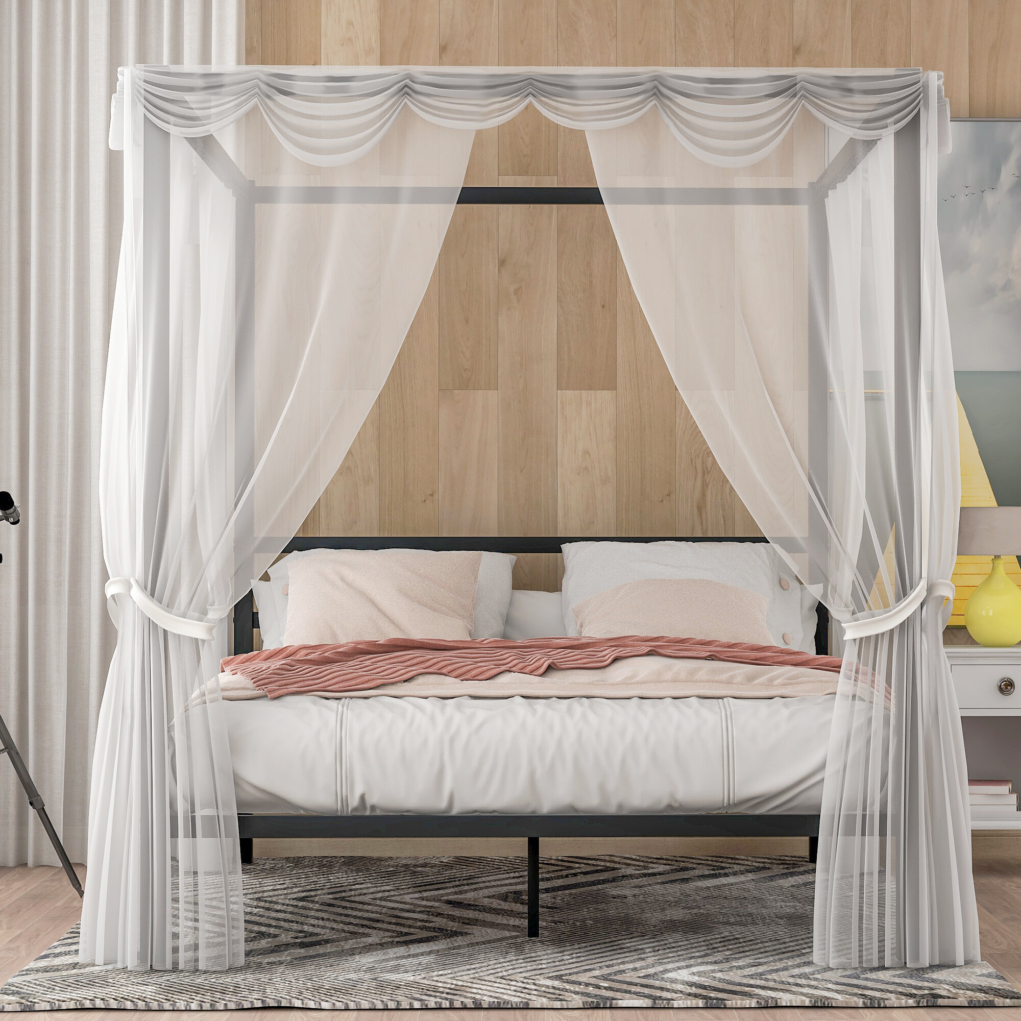 Latitude Run Eranda Queen Low Profile Canopy Bed Wayfair