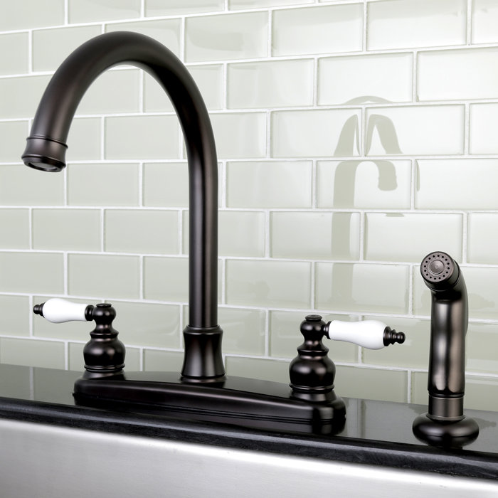 Kingston Brass Victorian Double Handle Kitchen Faucet With Side