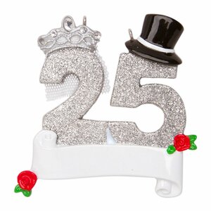 Couples New 25th Anniveersary Shaped Ornament