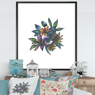 'Tropical Flowers' - Picture Frame Print on Canvas East Urban Home Frame Color: Black Framed, Size: 46