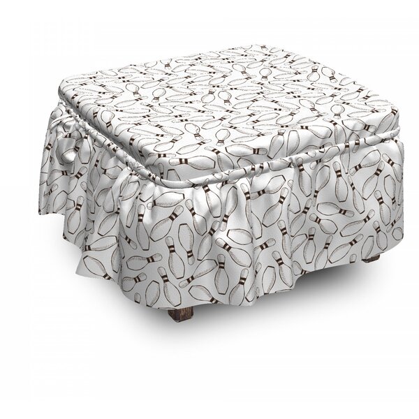 Bowling Party Hobby Sketchy 2 Piece Box Cushion Ottoman Slipcover Set By East Urban Home