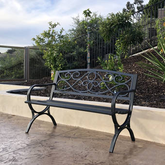 Wrought Studio Rafferty Patio Steel Garden Bench Reviews Wayfair