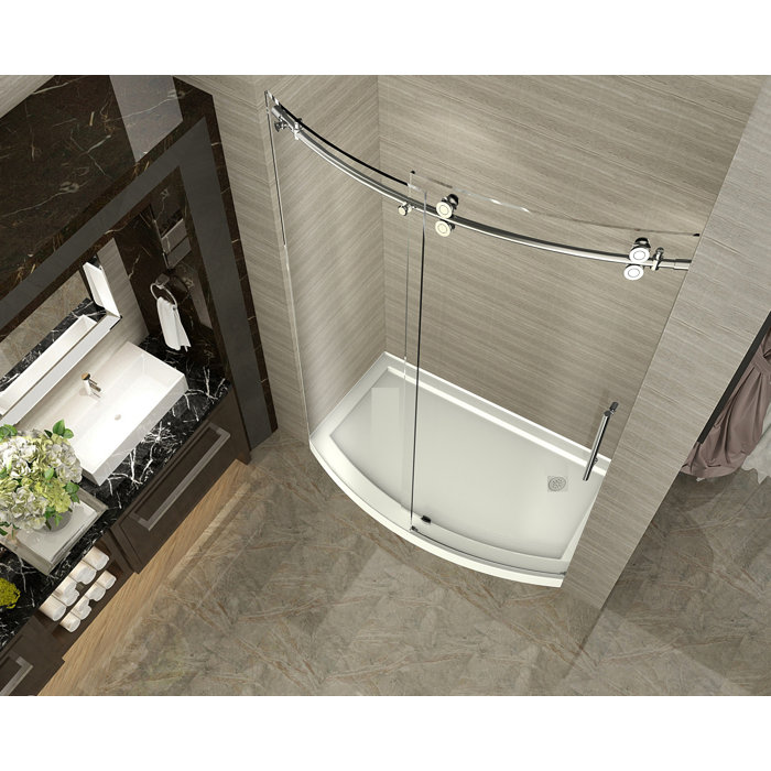 Aston Zenarch 60 X 75 Single Sliding Completely Frameless Bowfront Zenarch 60 X 75 Single Sliding Completely Frameless Bowfront Shower Door