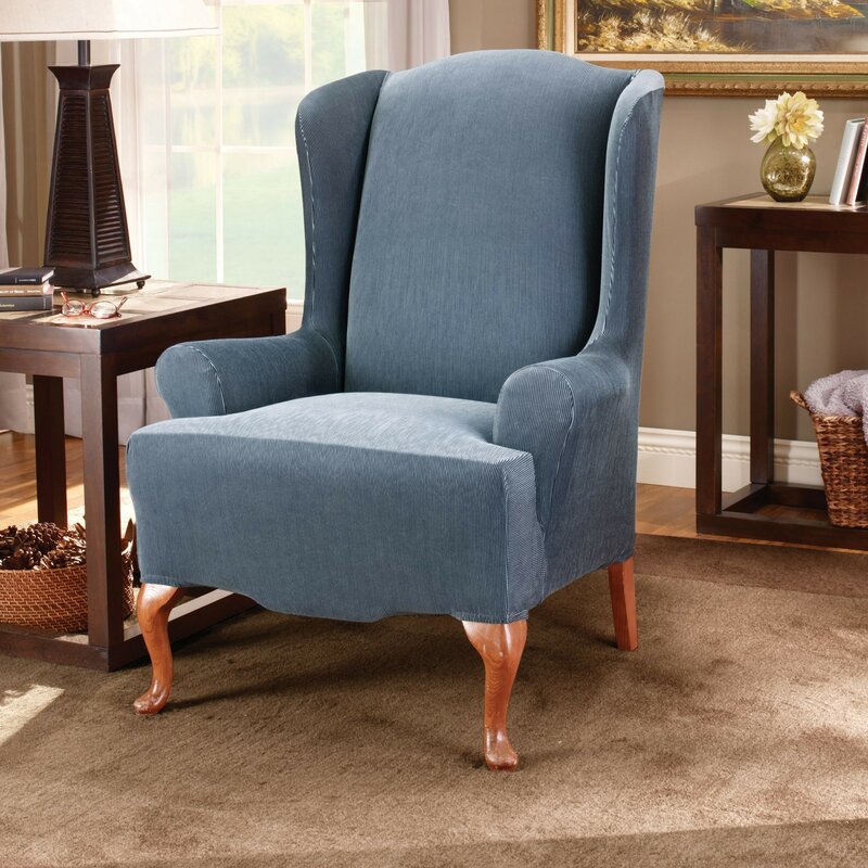 Sure Fit Stretch Stripe T-Cushion Wingback Slipcover & Reviews | Wayfair