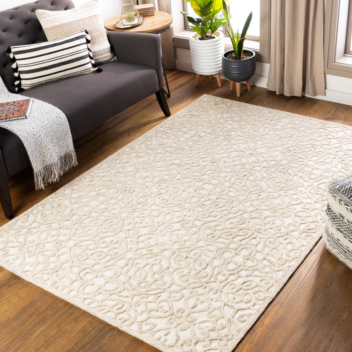 Alcott Hill® Kennard Damask Handmade Tufted Wool Beige ... (700 x 700 Pixel)