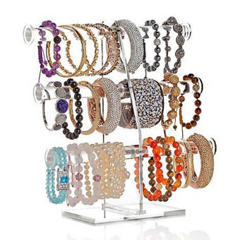 Stillwater 3 Tier Acrylic Bracelet T Bar Tree Jewelry Stand 3 Tier Acrylic Bracelet T Bar Tree