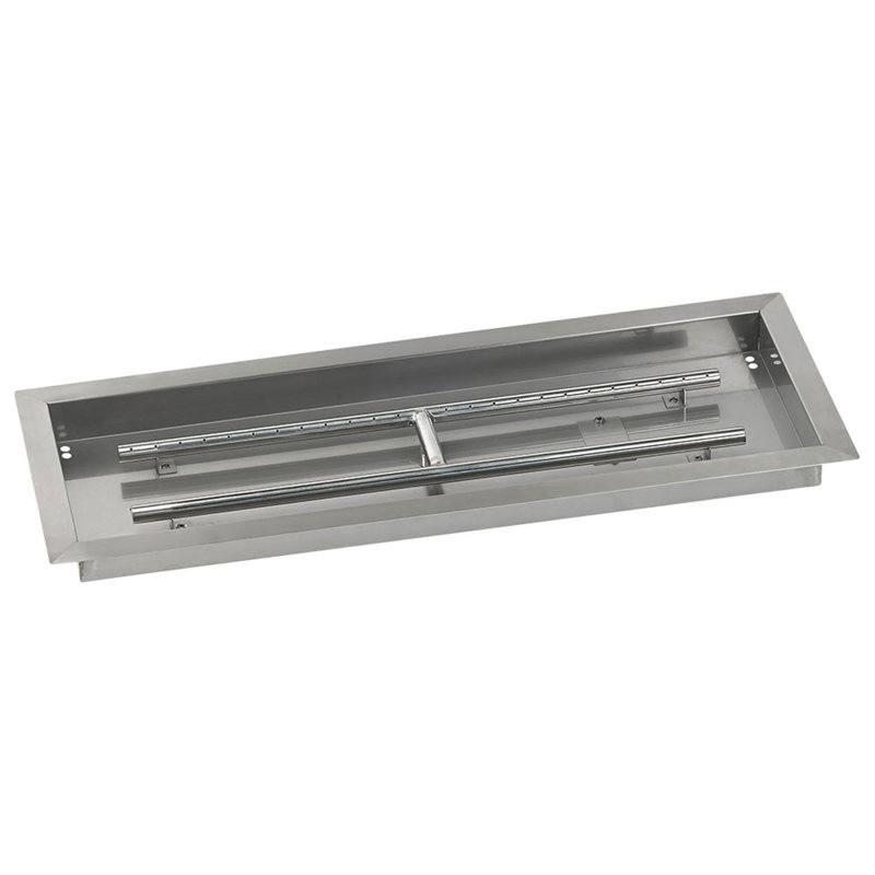 American Fireglass Rectangular Stainless Steel Drop-in Pan With Rectangular Stainless Steel Drop-in Pan with Spark Ignition Natural Gas Fire Pit Kit - American Fireglass Rectangular Stainless Steel Drop-in Pan With
